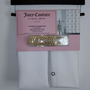 JUICY COUTURE SHOWER CURTAIN 14 PIECE  SET GOLD CROWN SHOWER CURTAIN SET NEW